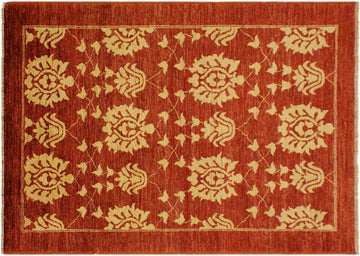 handmade Transitional Kafkaz Chobi Ziegler Red Gold Hand Knotted RECTANGLE 100% WOOL area rug 4 x 6